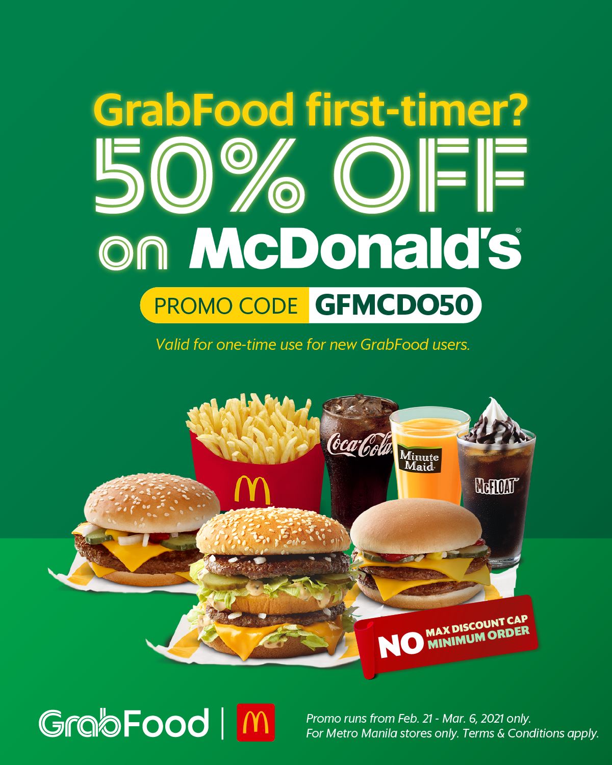 McDonald’s 50 OFF GrabFood Newbie Promo Manila On Sale