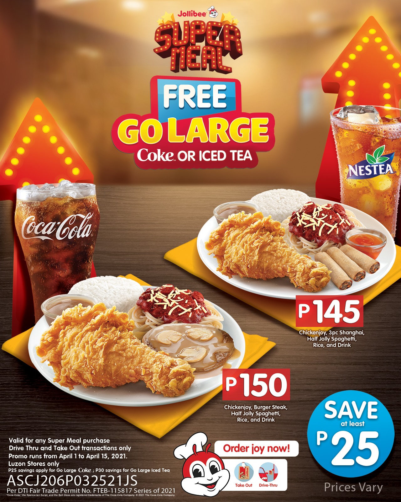 Jollibee FREE Go Large Coke Or Iced Tea Promo Manila On Sale