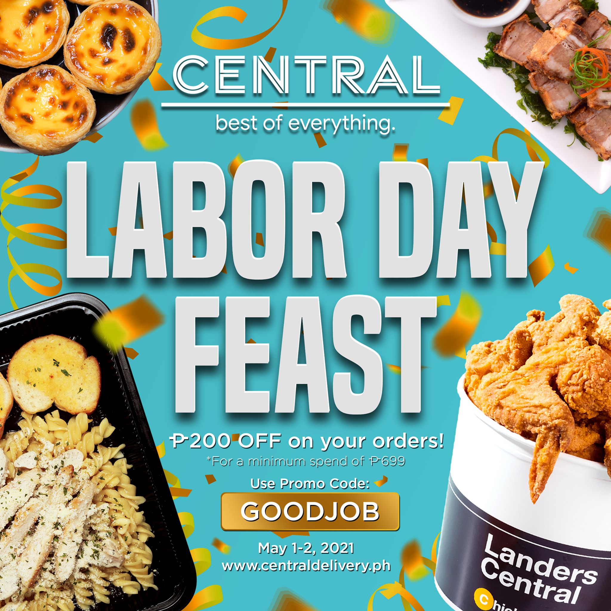 Central Delivery P200 OFF Labor Day Feast Manila On Sale
