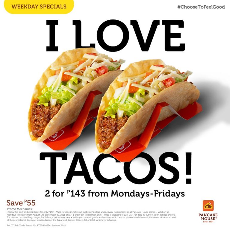 Pancake House 2 Tacos for P143 Promo Manila On Sale