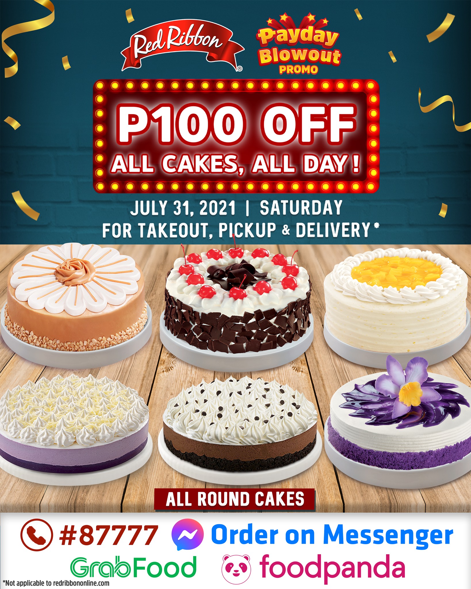 Red Ribbon P100 OFF All Cakes Payday Promo Manila On Sale
