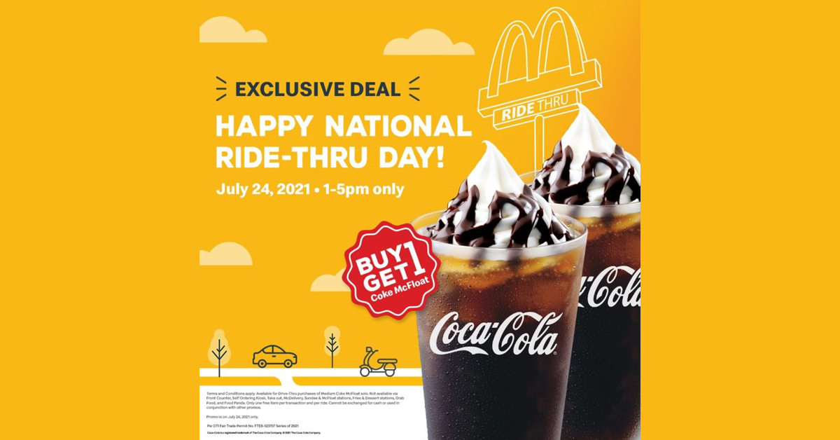 McDonald’s BUY 1 GET 1 RideThru Day Promo Manila On Sale