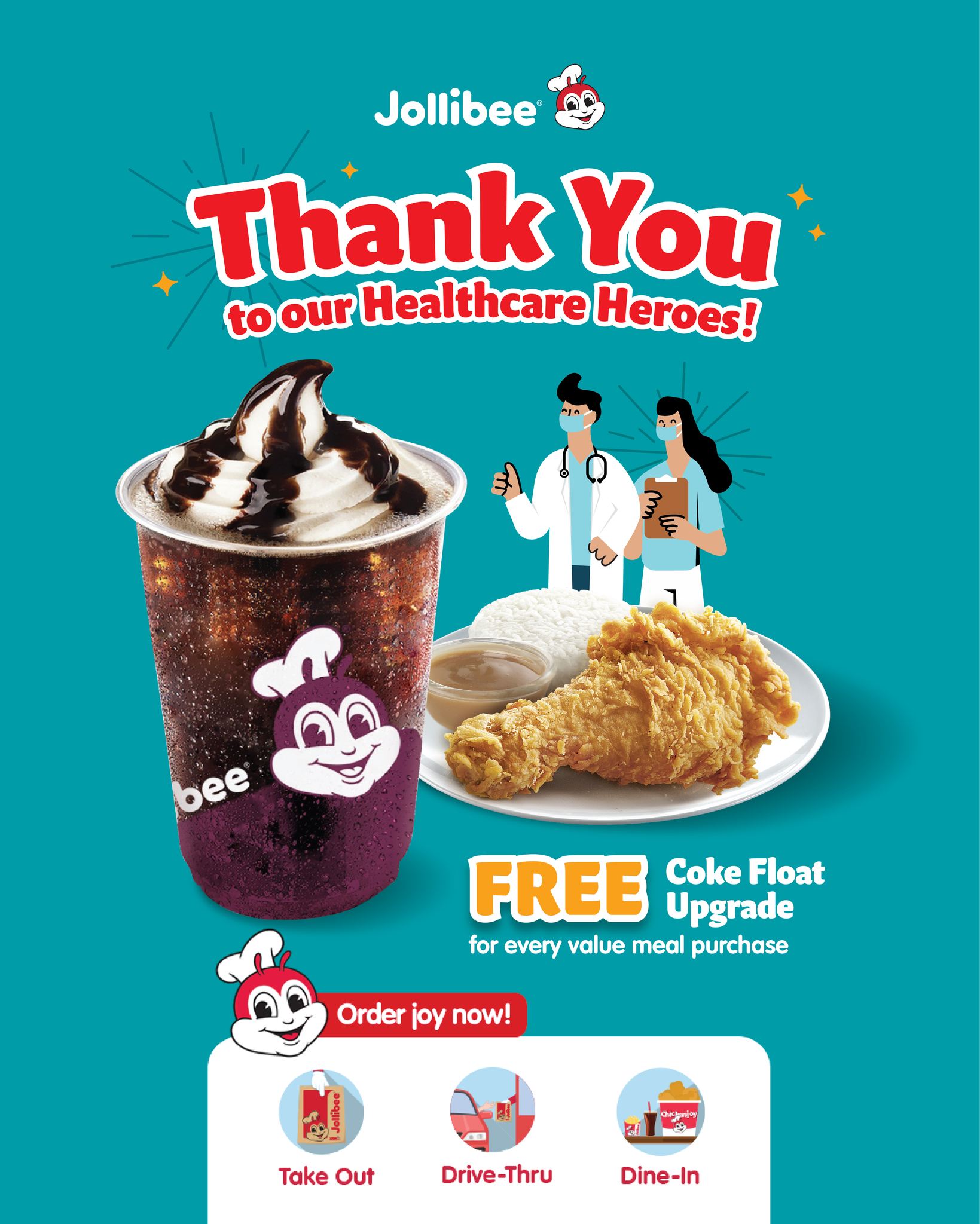 Jollibee Free Coke Float Upgrade for Healthcare Heroes Manila