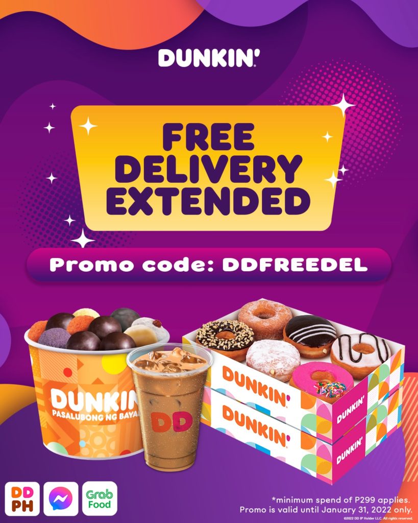 Dunkin’ FREE Delivery Promo Manila On Sale