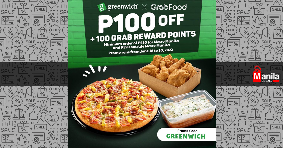 Greenwich P100 OFF GrabFood Promo Manila On Sale